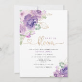 Bébé lilas violet en fleur baby shower invitation (Devant)