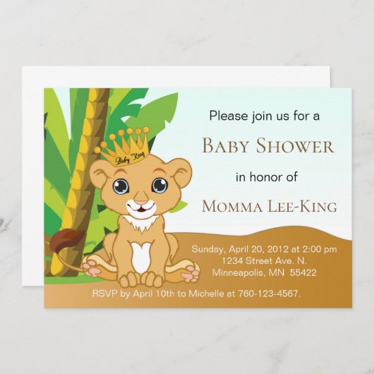 Bébé Lion King Invitation (Devant / Derrière)