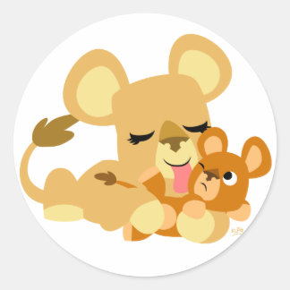 Bébé Lion's Bain autocollant rond