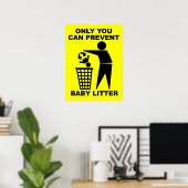 Bébé Litter Funny Imprimer Poster Signal Humour (Bureau à domicile)