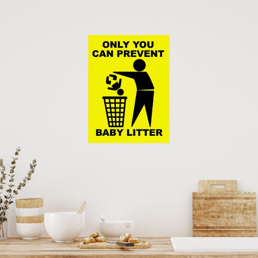 Bébé Litter Funny Imprimer Poster Signal Humour (Cuisine)
