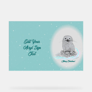 Bébé loutre de mer blanche mignonne, Joyeux Noël