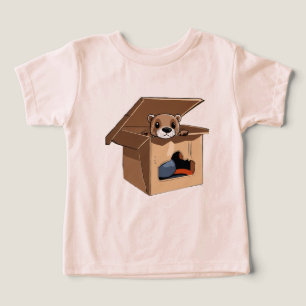Bébé loutre mignon dans une boîte en carton
