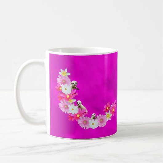 Bébé Meerkat Et Fleurs, Café Mug (Gauche)