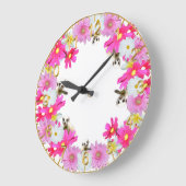 Bébé Meerkats Et Fleurs, Horloge Murale (Angle)