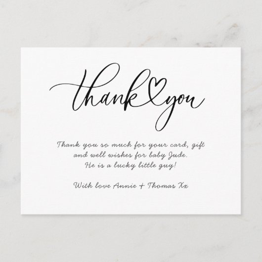 Bébé merci cartes coeur merci (Devant)