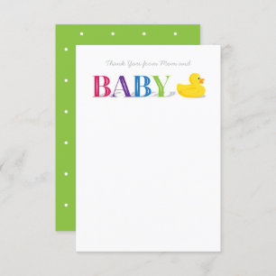 Bébé Merci plat Cartes à notes Canard en caoutchou