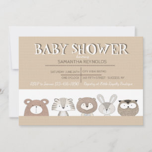 Bébé mignon Animaux Baby shower Invitation
