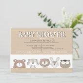 Bébé mignon Animaux Baby shower Invitation (Debout devant)
