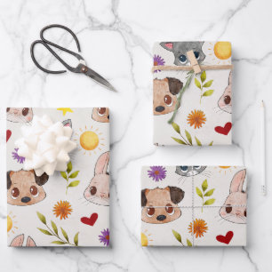 Bébé mignon Animaux Papier d'enveloppement cadeau 