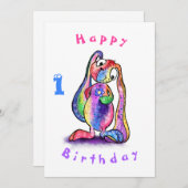 Bébé mignon avec carte d'anniversaire pour bébé à  (Devant / Derrière)