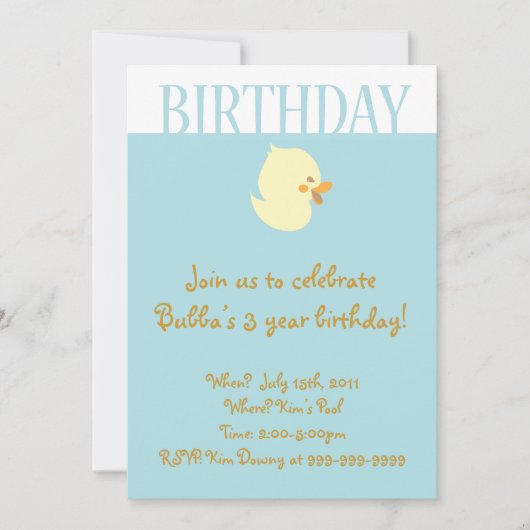 Bébé mignon avec invitation à l'anniversaire bleu (Devant)