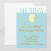 Bébé mignon avec invitation à l'anniversaire bleu (Devant / Derrière)