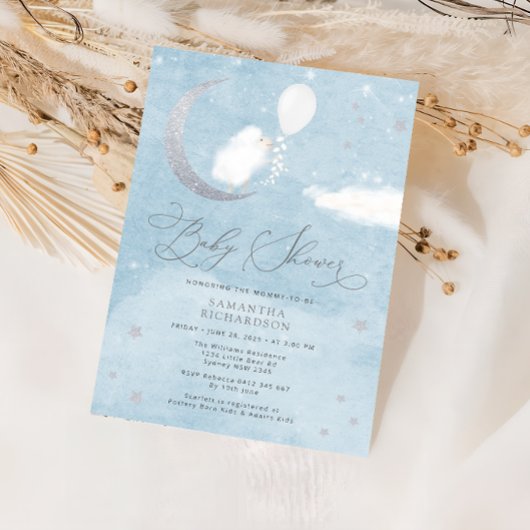 Bébé mignon Baby shower à ballon Invitation