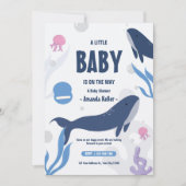 Bébé mignon baleine Baby shower Invitation (Devant)
