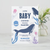 Bébé mignon baleine Baby shower Invitation (Debout devant)