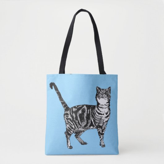 Bébé mignon Bleu Filles Tabby Chat Sac fourre-tout (Devant)