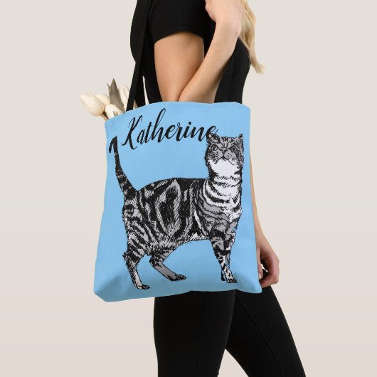 Bébé mignon Bleu Filles Tabby Chat Sac fourre-tout (De près)