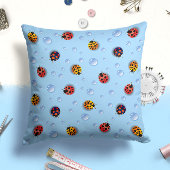 Bébé mignon bleu Ladybug insecte | Oreiller à lanc