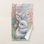 Bébé mignon Bunny Pastel Aquarelle Fleurs de print (Serviette à main)
