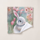 Bébé mignon Bunny Pastel Aquarelle Fleurs de print (Gant de toilette)