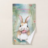 Bébé mignon Bunny Pastel Aquarelle Fleurs de print (Serviette à main)