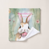 Bébé mignon Bunny Pastel Aquarelle Fleurs de print (Gant de toilette)