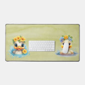Bébé mignon Canard Canards Fleurs d'animaux amusan (Clavier et souris)