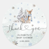Bébé mignon Cerf Hiver Bleu Classic Sticker rond (Devant)