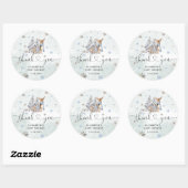 Bébé mignon Cerf Hiver Bleu Classic Sticker rond (Feuille)