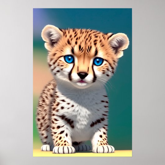 Bébé mignon Cheetah pour enfants | 2:3 Poster (Devant)