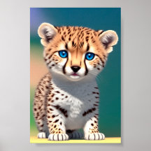 Bébé mignon Cheetah pour enfants | 2:3 Poster