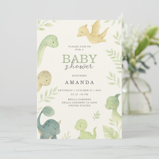 Bébé mignon Dinosaur Invitation Anniversaire (Debout devant)