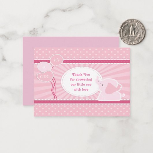 Bébé mignon Douche Fille Merci Cartes (Devant/Arrière en situation)