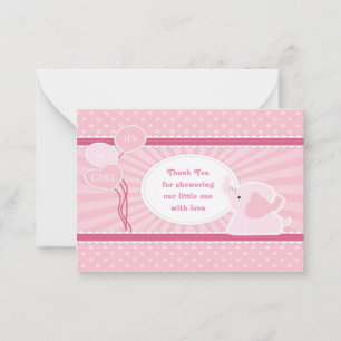 Bébé mignon Douche Fille Merci Cartes