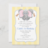 Bébé mignon éléphant Anniversaire ou invitation à  (Devant)