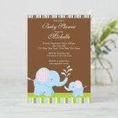 Bébé mignon Eléphant Baby shower Invitation (Debout devant)