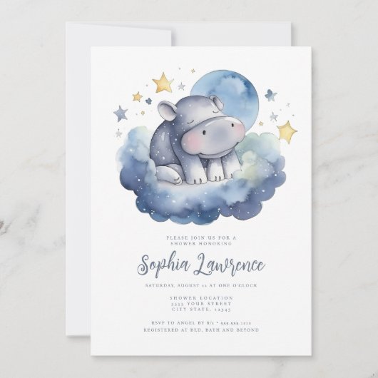 Bébé mignon Eléphant Baby shower Invitation (Devant)
