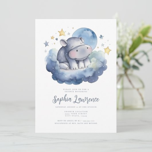 Bébé mignon Eléphant Baby shower Invitation (Debout devant)