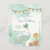Bébé mignon éléphant Baby shower Invitation (Devant / Derrière)