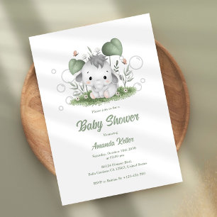 Bébé mignon Eléphant Baby shower Invitation
