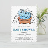 Bébé mignon Eléphant Bain Baby shower Invitation (Debout devant)