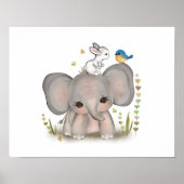 Bébé mignon Elephant Bunny Poster Imprimer (Devant)