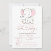Bébé mignon Eléphant Dots Baby shower Invitation (Devant)