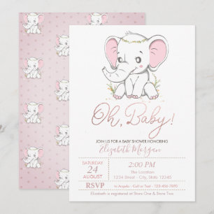 Bébé mignon Eléphant Dots Baby shower Invitation
