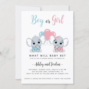 Bébé mignon éléphant Genre Révéler Invitation