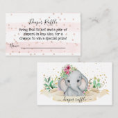 Bébé mignon Elephant Girly Diaper Raffle Ticket (Devant / Derrière)