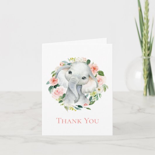 Bébé mignon éléphant Merci floral (Devant)