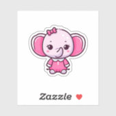 Bébé mignon Eléphant rose Coupe Sticker en vinyle  (Feuille)