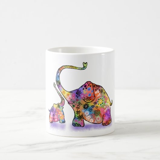 Bébé mignon et maman Eléphant Mug (Centre)